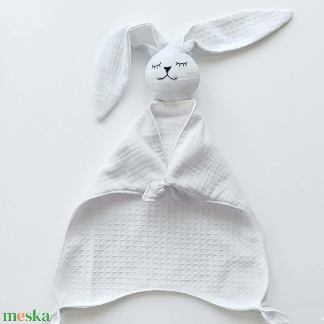 Dupla géz és waffle szundi nyuszi � világoskék - baba - mama - baba játékok - szundikendő, alvóka - Meska.hu