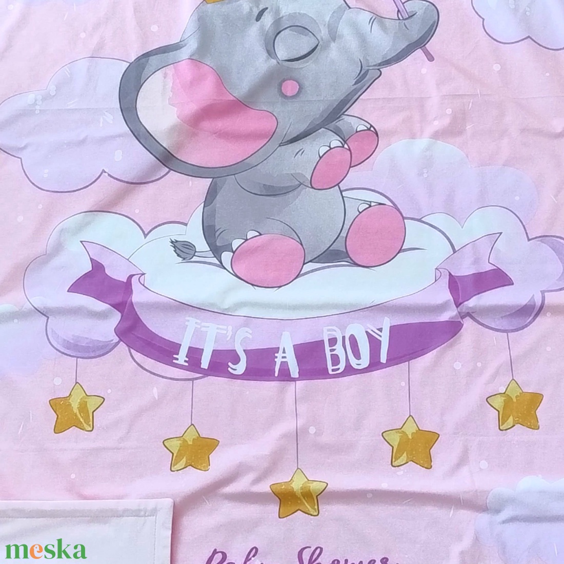 Elefántos ovis ágynemű szett - rózsaszín� töltött, pamut, egybevarrt - játék & sport - ovis felszerelés - ovis ágynemű - Meska.hu