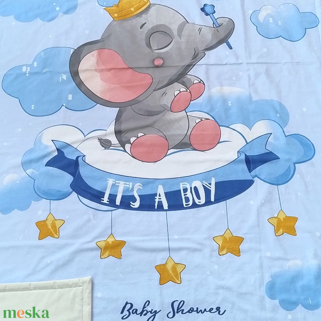 Elefántos ovis ágynemű szett - kék� töltött, pamut, egybevarrt - játék & sport - ovis felszerelés - ovis ágynemű - Meska.hu