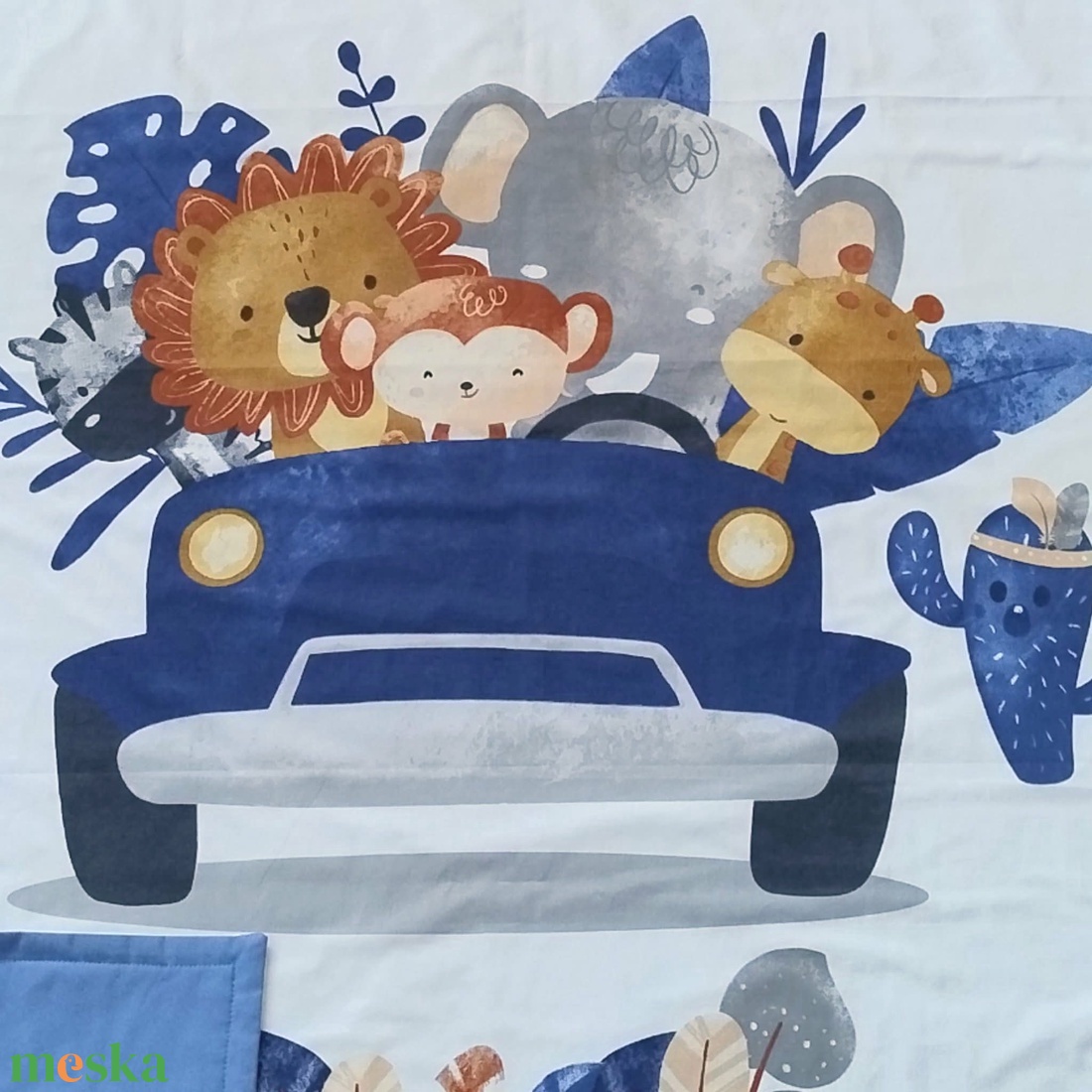Autós állatos ovis ágynemű szett - kék� töltött, pamut, egybevarrt - játék & sport - ovis felszerelés - ovis ágynemű - Meska.hu