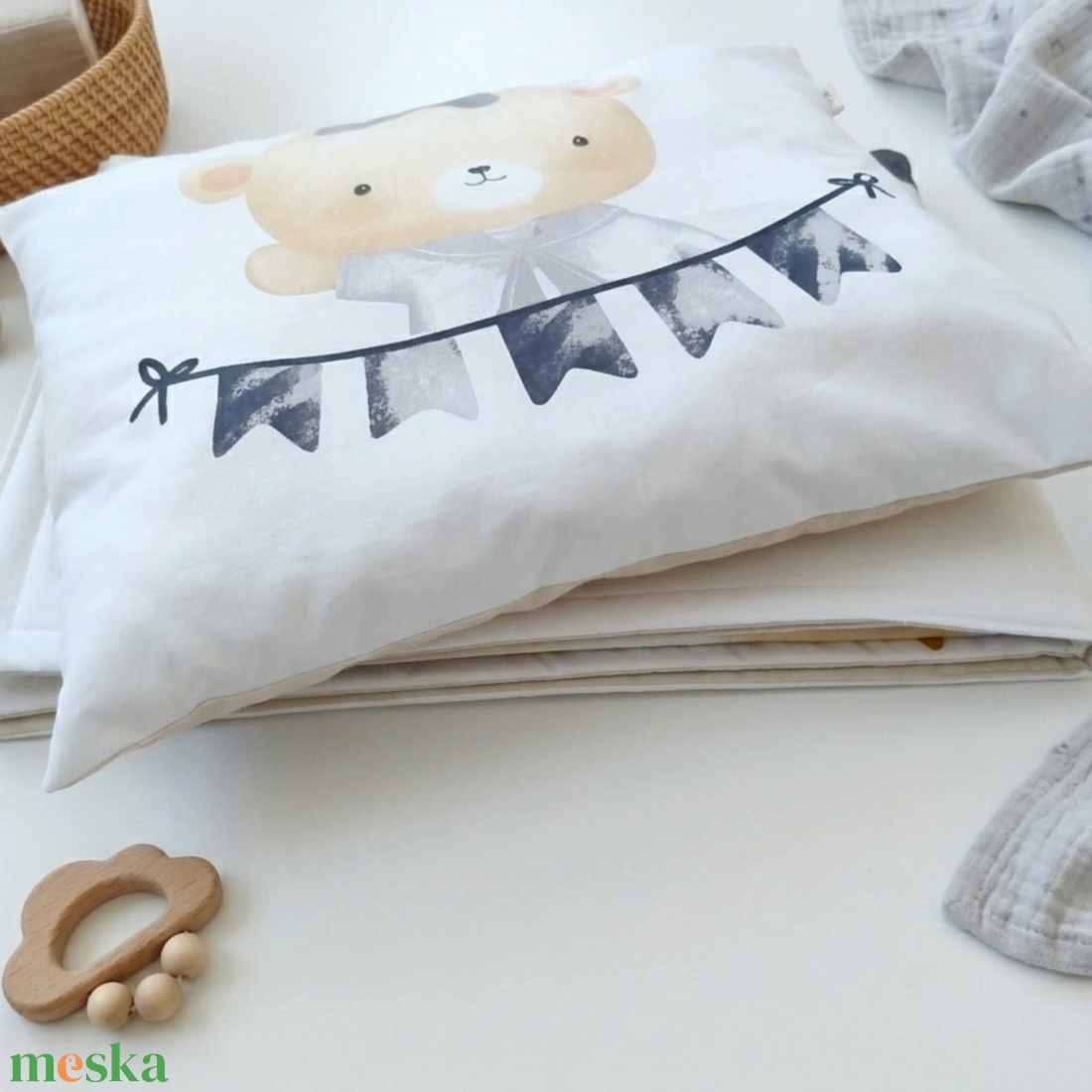 Tengerész macis ovis ágynemű szett - bézs � töltött, pamut, egybevarrt - játék & sport - ovis felszerelés - ovis ágynemű - Meska.hu