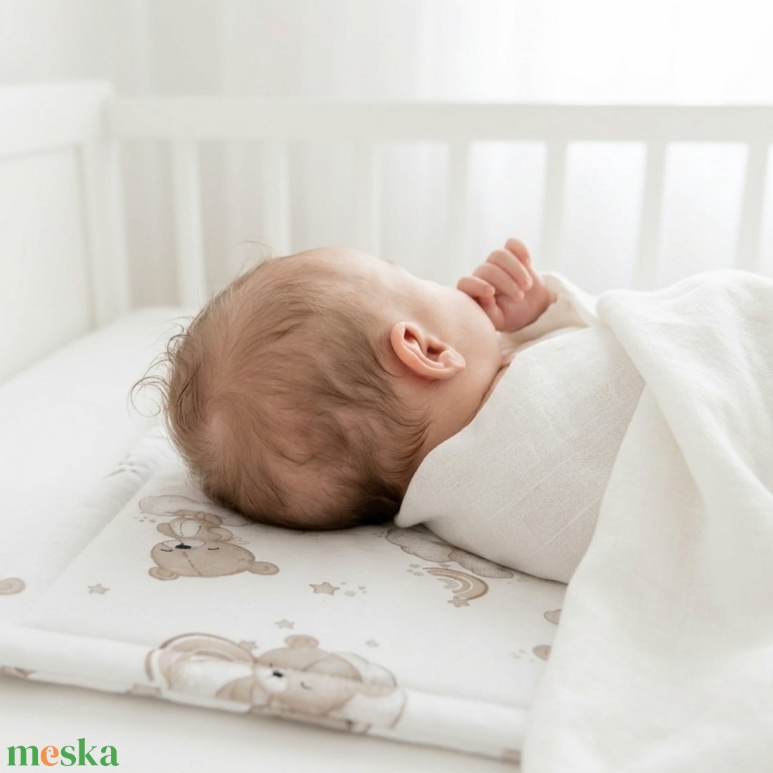 Kismackó mintás lapos pamut baba párna - baba - mama - baba ágynemű - szett kiságyba - Meska.hu