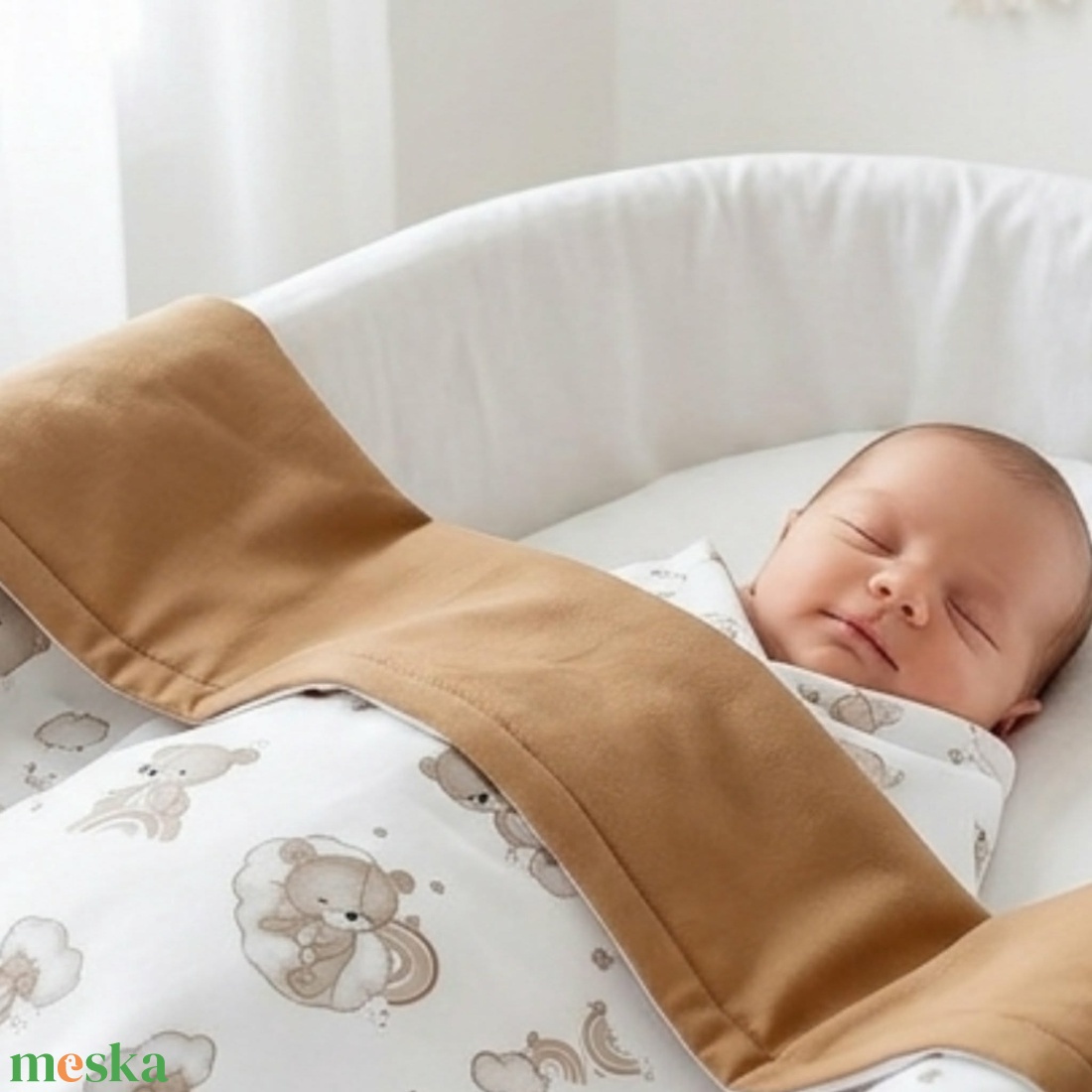 Kismackó mintás bélelt pamut baba takaró - baba - mama - baba ágynemű - szett kiságyba - Meska.hu