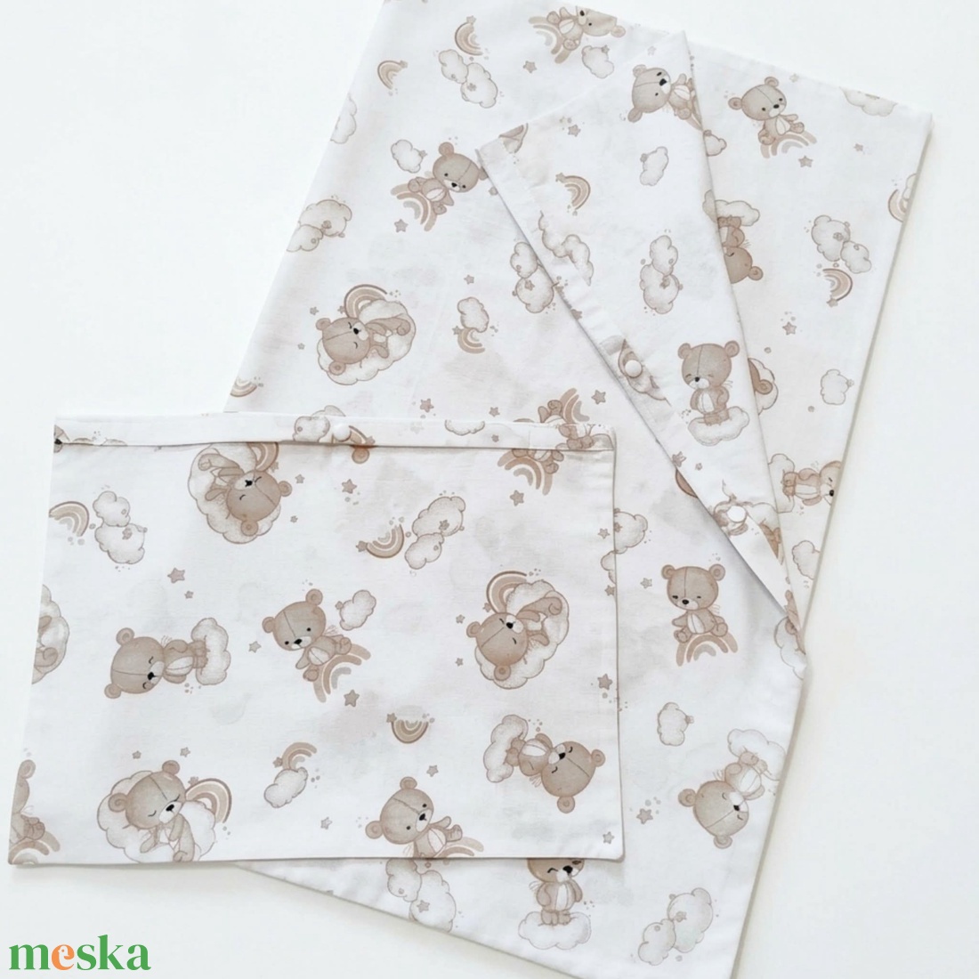 Kismackó mintás pamut baba ágyneműhuzat szett kiságyba - baba - mama - baba ágynemű - szett kiságyba - Meska.hu