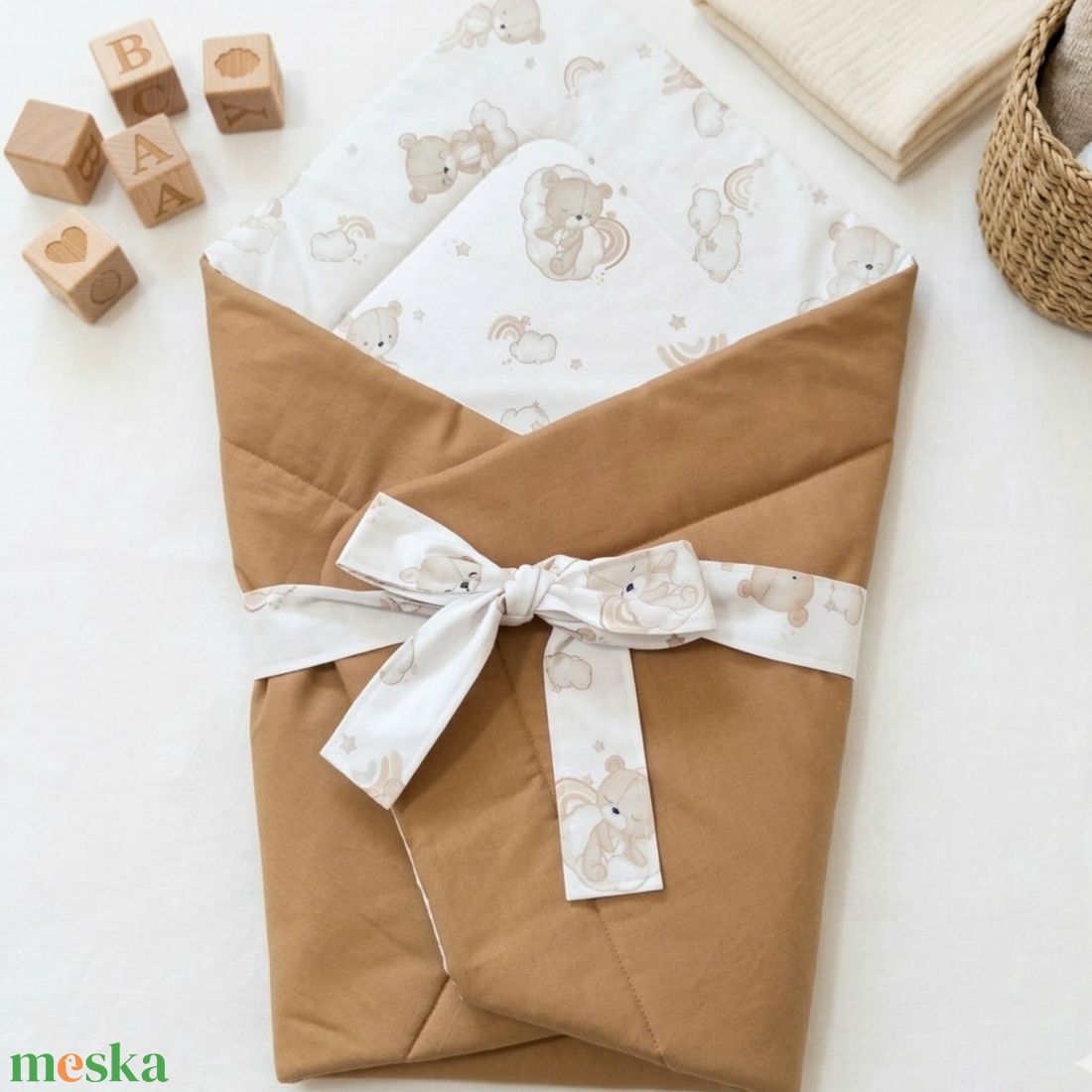 Kismackó mintás pamut baba pólya újszülötteknek - baba - mama - baba ágynemű - pólya - Meska.hu