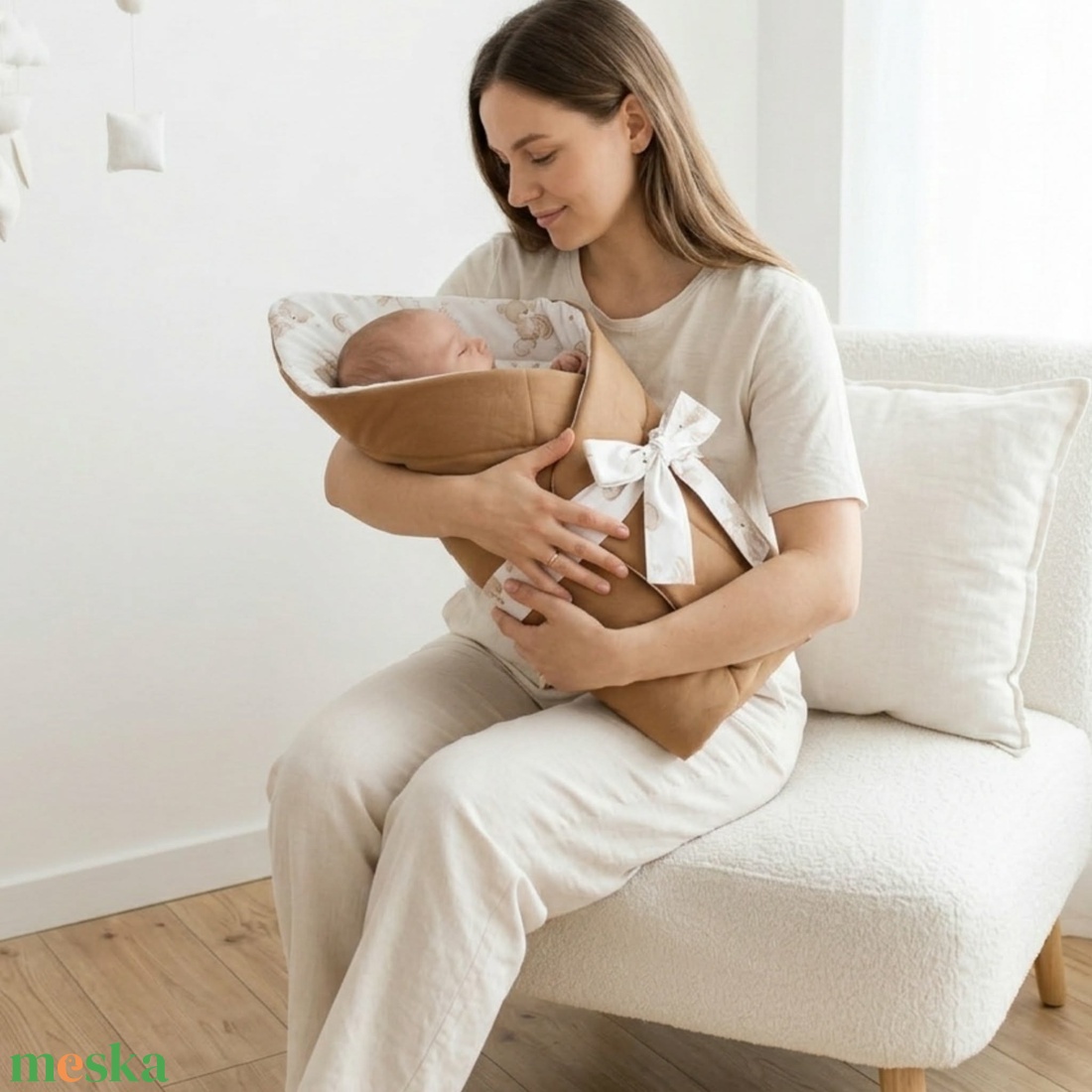 Kismackó mintás pamut baba pólya újszülötteknek - baba - mama - baba ágynemű - pólya - Meska.hu