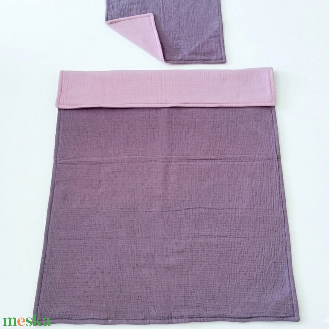 Baba ágynemű szett kiságyba � bélelt dupla géz (sötét mályva-rózsaszín) - baba - mama - baba ágynemű - szett kiságyba - Meska.hu