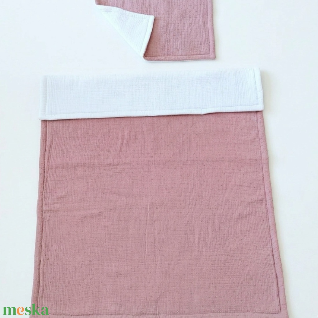 Baba ágynemű szett kiságyba � bélelt dupla géz (világos mályva-fehér) - baba - mama - baba ágynemű - szett kiságyba - Meska.hu