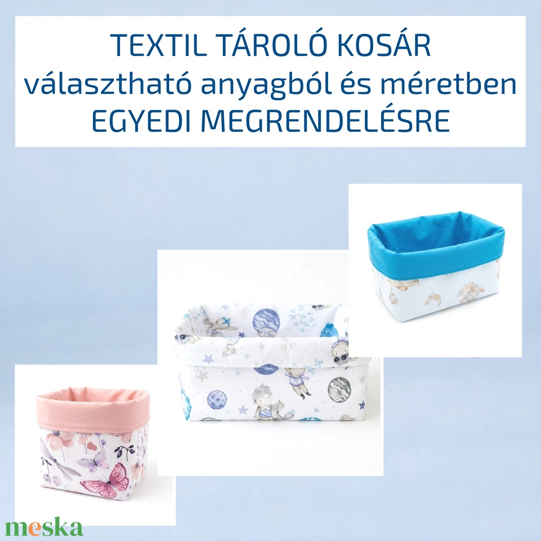 Textil tároló kosár � babáknak - választható anyagból és méretben - baba - mama - pelenkázó, babafürdető kellékek - pelenkatároló (kosár, fali) - Meska.hu