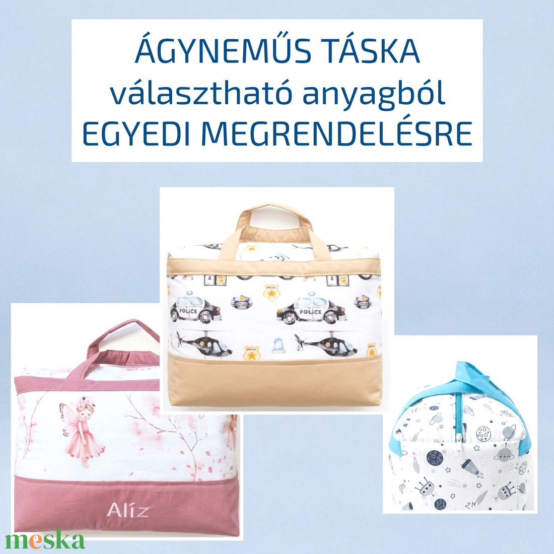 Ágyneműs táska � ovis tároló táska, cipzárral - egyedi megrendelésre - választható anyagból - játék & sport - ovis felszerelés - egyéb ovis kiegészítő - Meska.hu