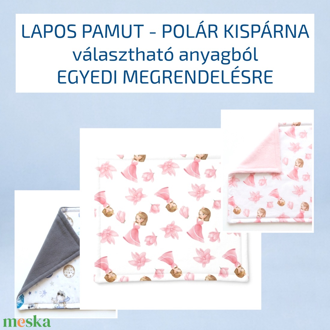 Lapos pamut - polár kispárna - gyermek párna - egyedi megrendelésre - választható anyagból - játék & sport - ovis felszerelés - ovis ágynemű - Meska.hu