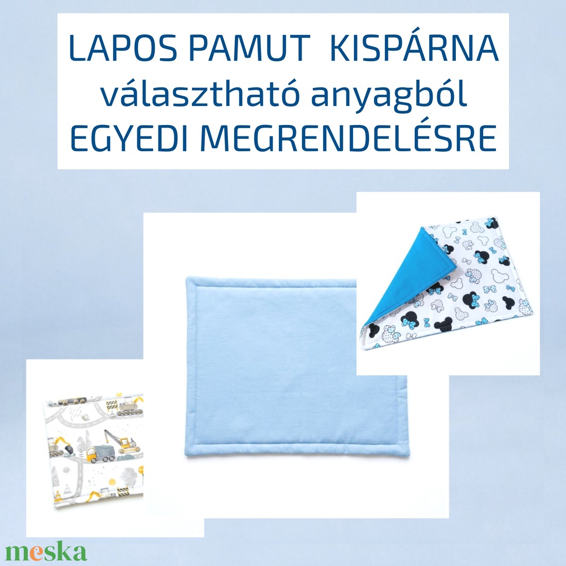 Lapos pamut kispárna - gyermek párna- egyedi megrendelésre - választható anyagból - játék & sport - ovis felszerelés - ovis ágynemű - Meska.hu