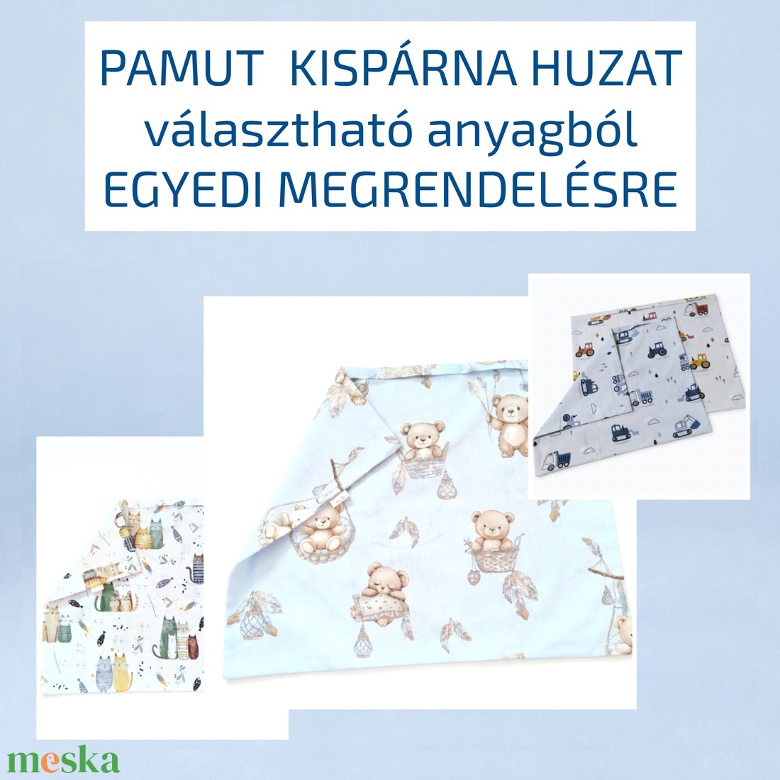 Pamut kispárna huzat � gyermek kispárna huzat - egyedi megrendelésre - választható anyagból - játék & sport - ovis felszerelés - ovis ágynemű - Meska.hu