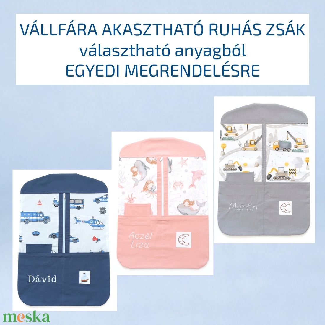 Vállfára akasztható ruhás zsák � ovis zsák zsebekkel - egyedi megrendelésre - választható anyagból - játék & sport - ovis felszerelés - ovis zsák - Meska.hu
