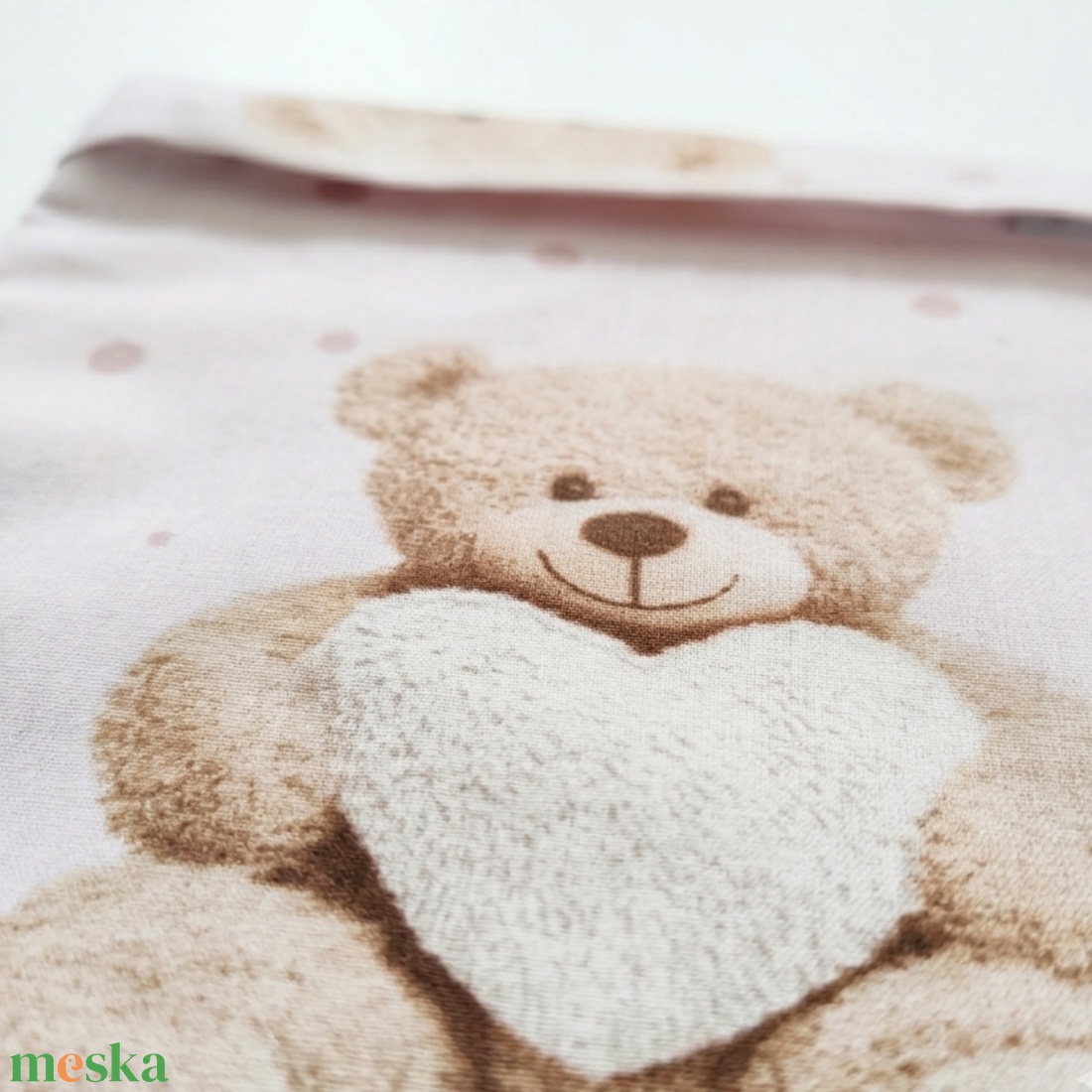Pamut kispárna huzat � babáknak - púder rózsaszín alapon macis - baba - mama - baba ágynemű - baba párna és huzat - Meska.hu