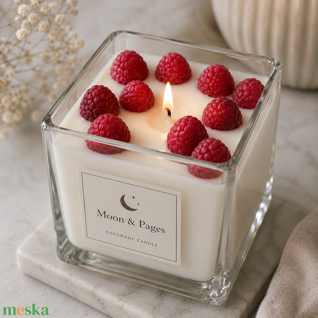 Kocka Uveges Szoja Gyertya Malna vagy Narancs Moon and Pages - otthon & életmód - gyertya, illat, aroma - aromalámpa - Meska.hu
