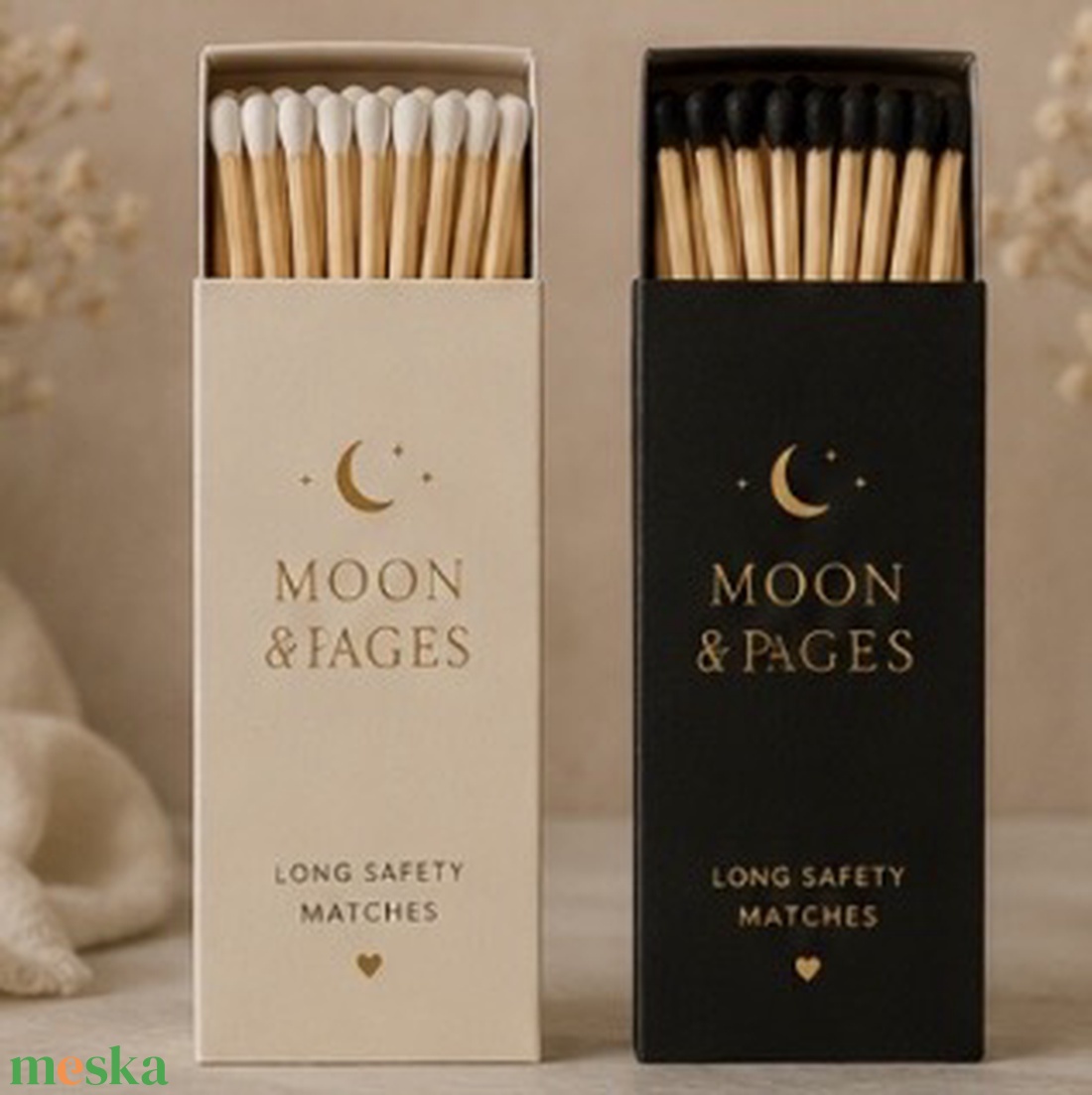 Moon and Pages hosszu gyufa diszuvegben vagy diszdobozban - otthon & életmód - dekoráció - asztal és polc dekoráció - díszdoboz - Meska.hu