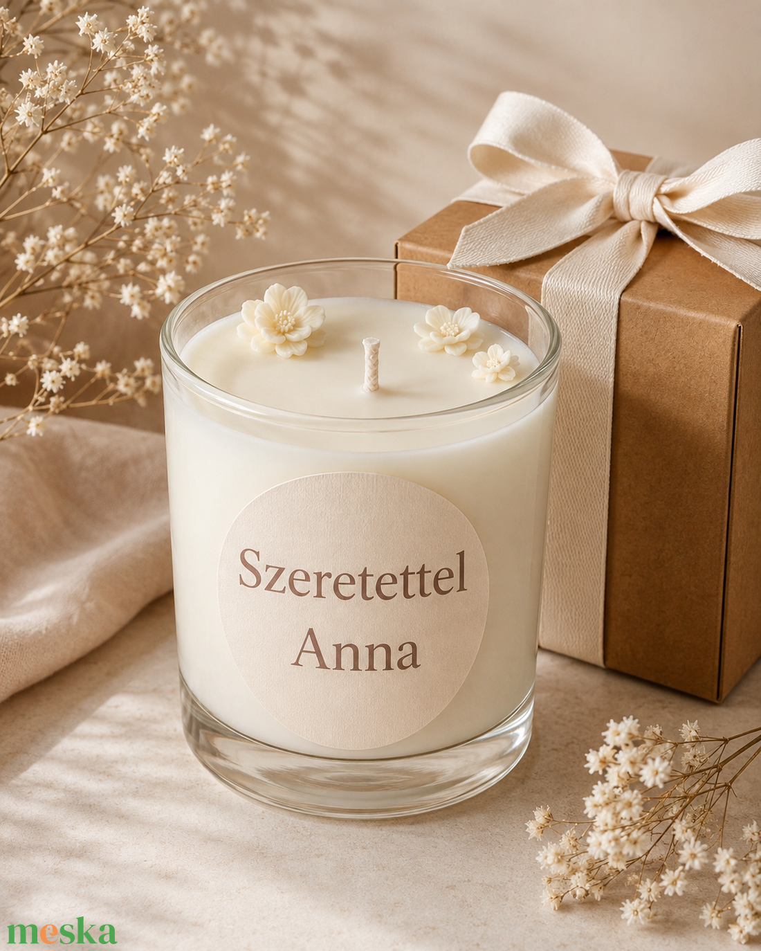 Személyre szabható ajándékgyertya � kókusz vagy kasmírerdő illattal - otthon & életmód - gyertya, illat, aroma - gyertya - Meska.hu