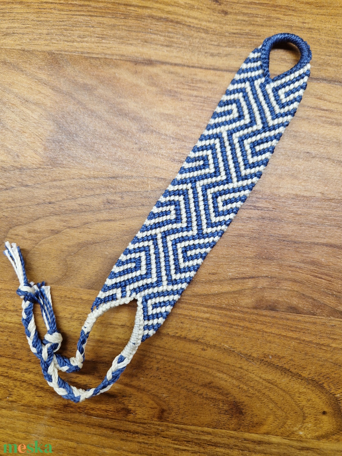 Azul Entre Linhas makrame karkötő  - ékszer - karkötő - fonott karkötő - Meska.hu