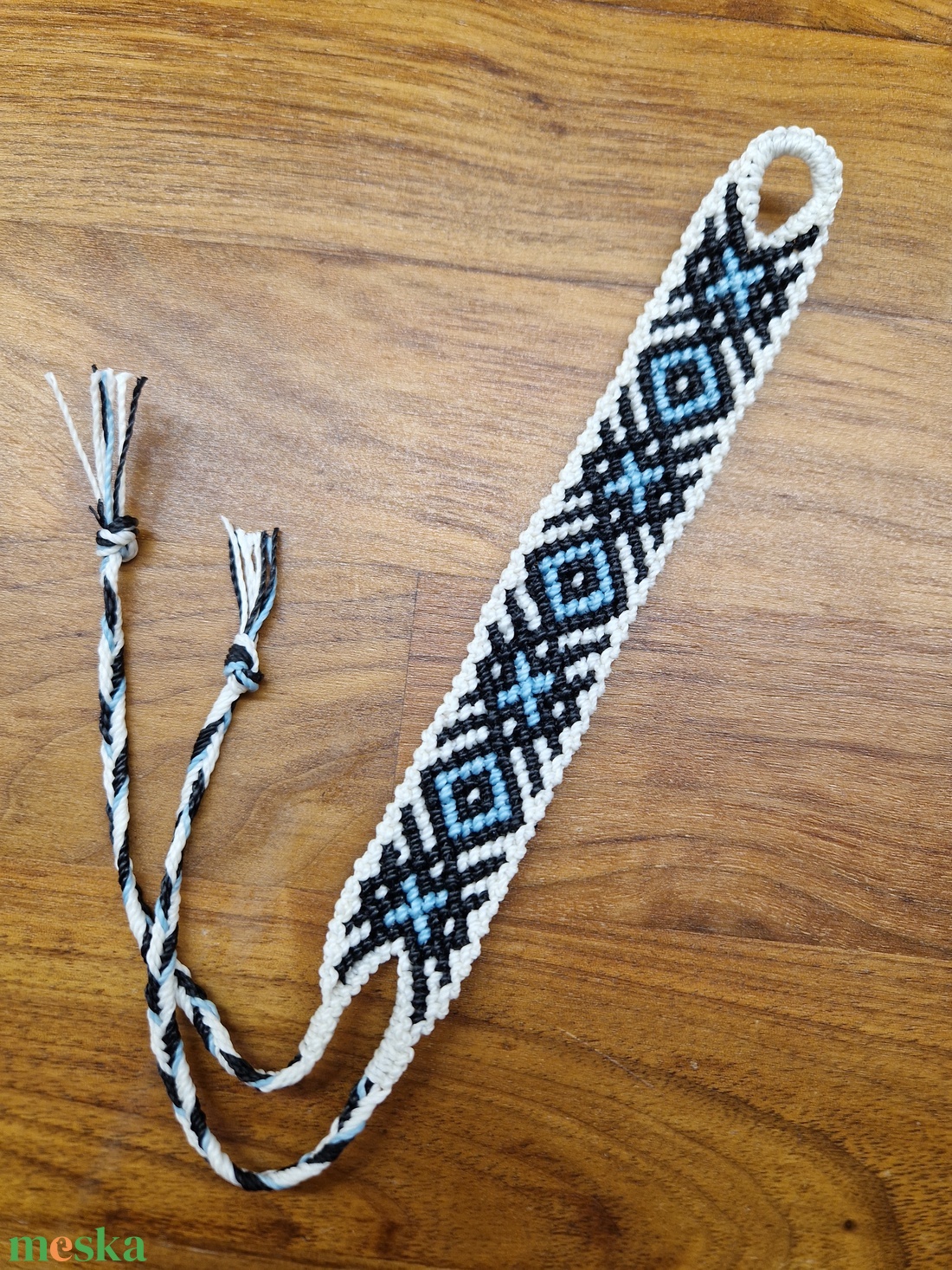 Olho Azul makrame karkötő  - ékszer - karkötő - fonott karkötő - Meska.hu