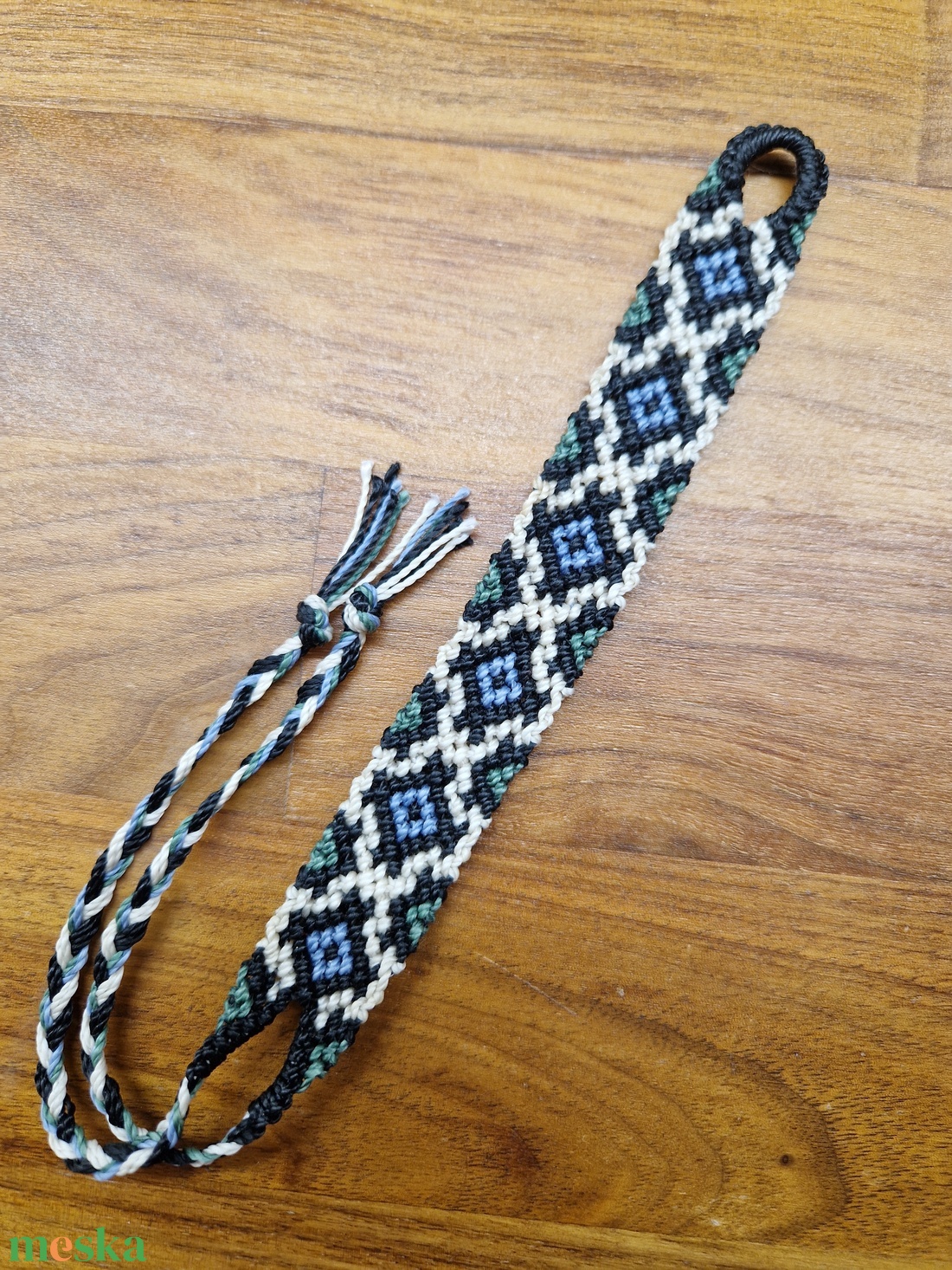 Olho da Paz makrame karkötő  - ékszer - karkötő - fonott karkötő - Meska.hu