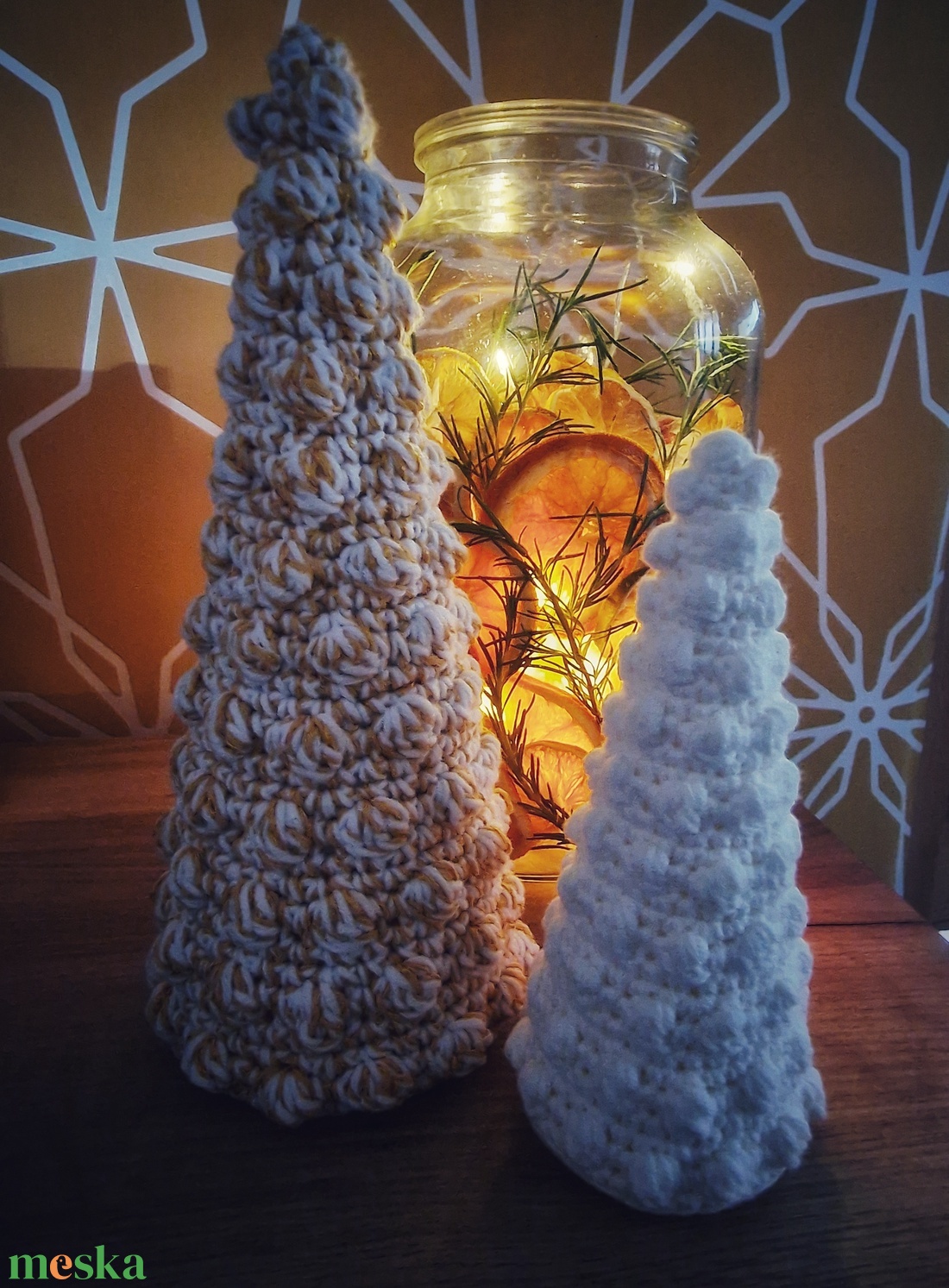 Horgolt karácsonyfa - karácsony - adventi díszek - adventi asztaldísz - Meska.hu