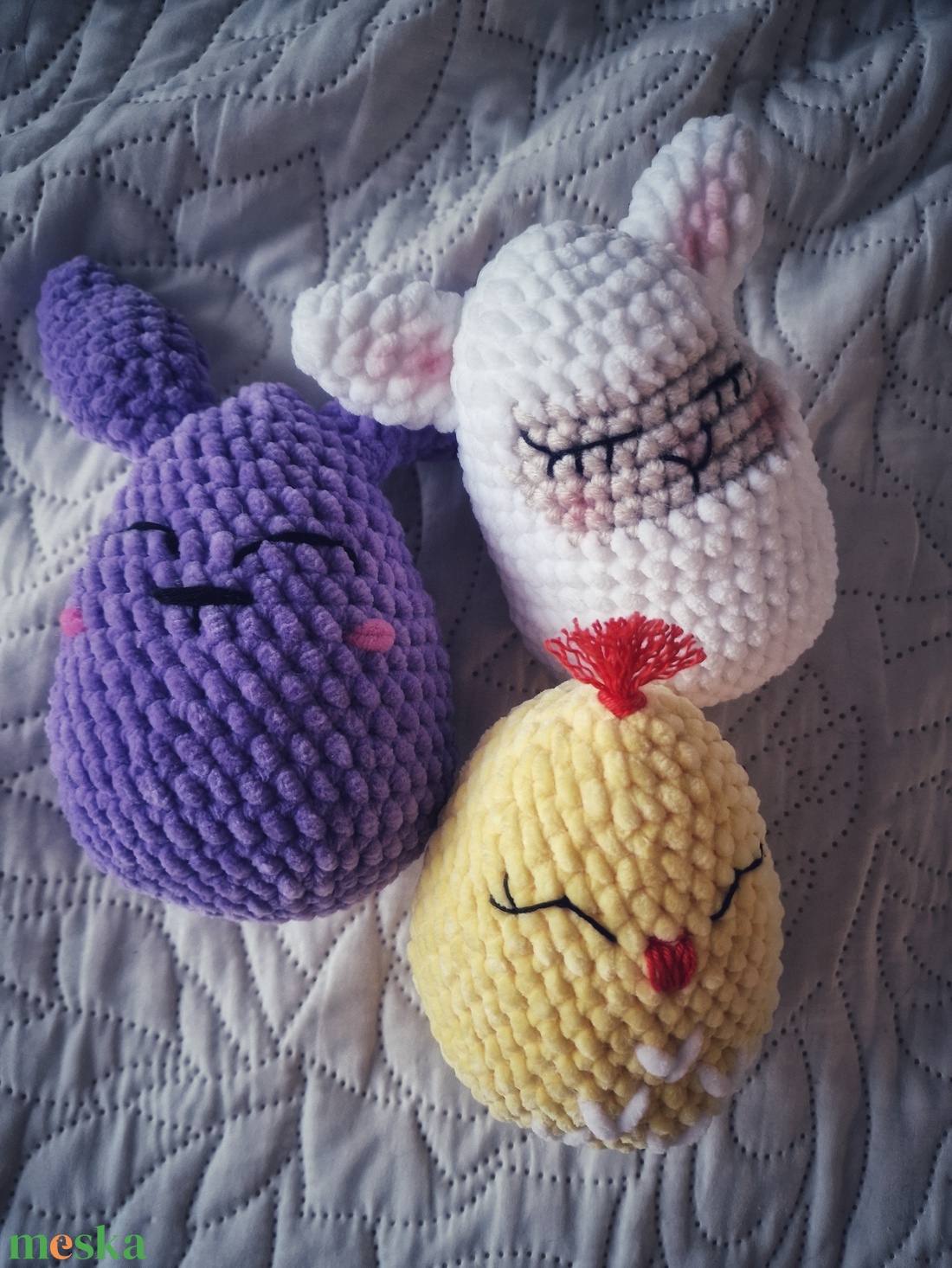 Horgolt húsvéti nyuszi, csibe és bárány - játék & sport - plüssállat & játékfigura - nyuszi - Meska.hu