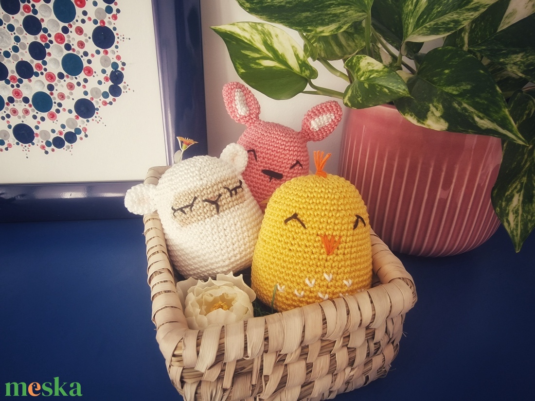 Horgolt húsvéti nyuszi, csibe és bárány - játék & sport - plüssállat & játékfigura - nyuszi - Meska.hu