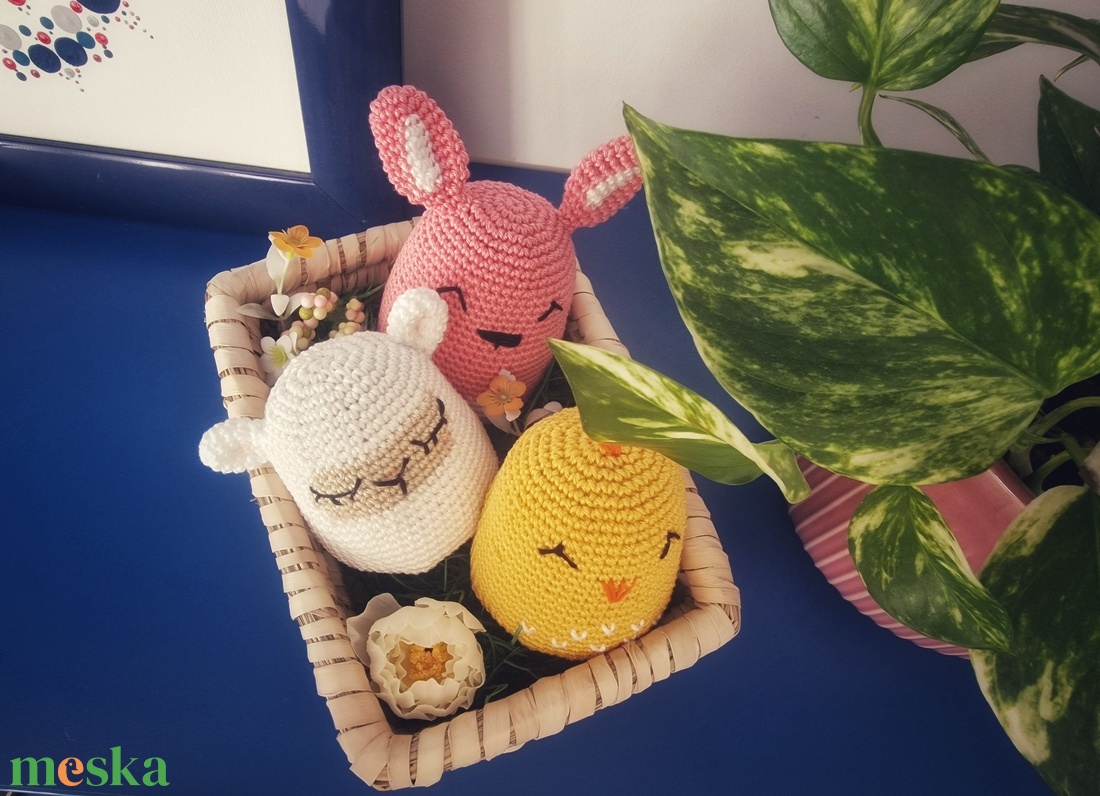 Horgolt húsvéti nyuszi, csibe és bárány - játék & sport - plüssállat & játékfigura - nyuszi - Meska.hu