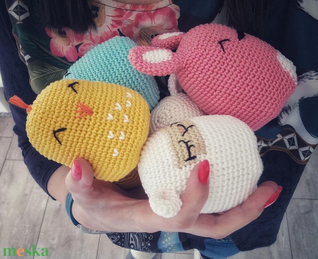 Horgolt húsvéti nyuszi, csibe és bárány - játék & sport - plüssállat & játékfigura - nyuszi - Meska.hu