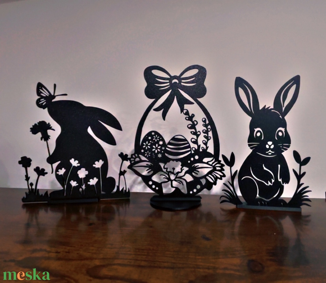 Nyuszi sziluett � 3D nyomtatott lakásdekor szett (3db)  - ünnepi díszek, dekorációk - húsvéti díszek és dekorációk - húsvéti asztaldíszek - Meska.hu