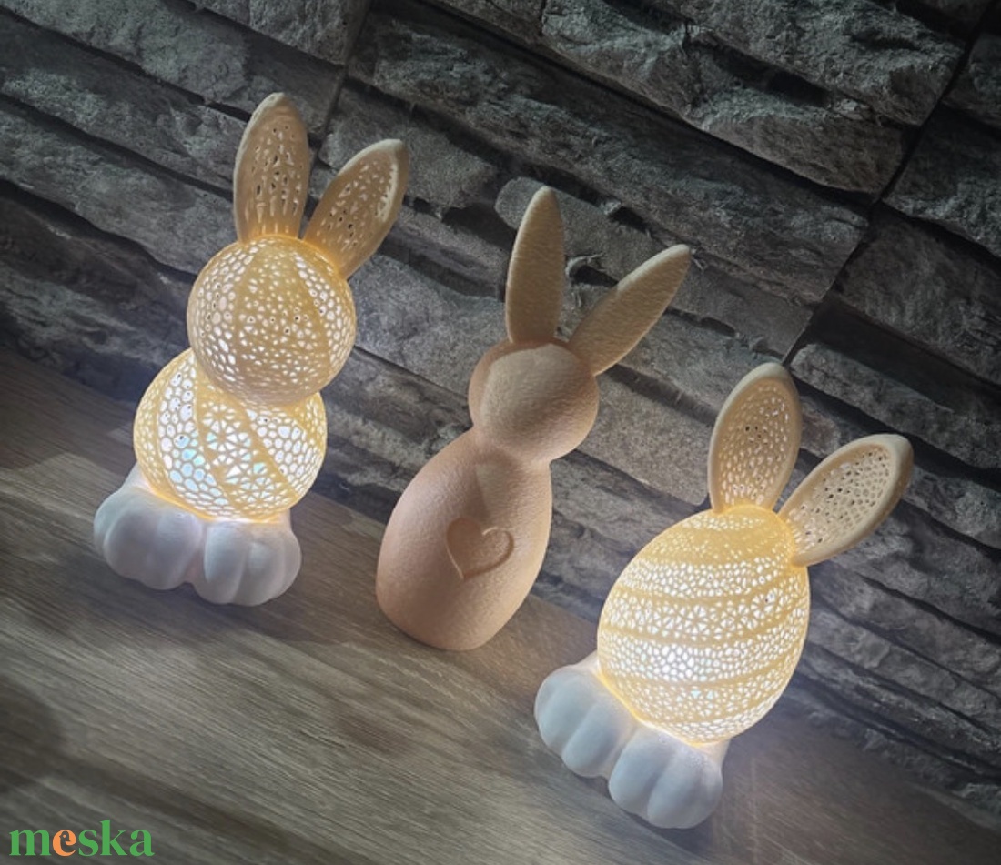 3D Nyomtatott 3db-os Nyuszi Dekor � Modern forma, karakteres megjelenés - ünnepi díszek, dekorációk - húsvéti díszek és dekorációk - húsvéti asztaldíszek - Meska.hu
