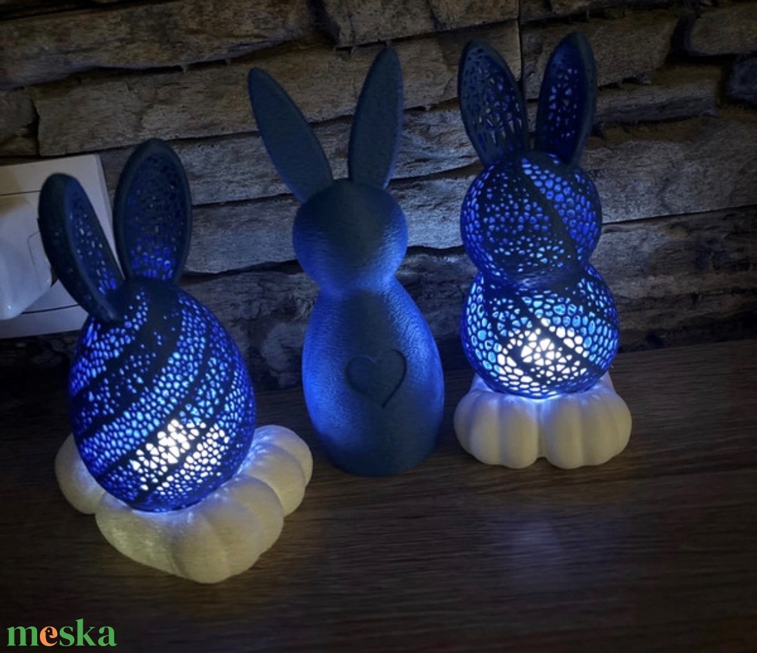 3D Nyomtatott 3db-os Nyuszi Dekor � Modern forma, karakteres megjelenés - ünnepi díszek, dekorációk - húsvéti díszek és dekorációk - húsvéti asztaldíszek - Meska.hu