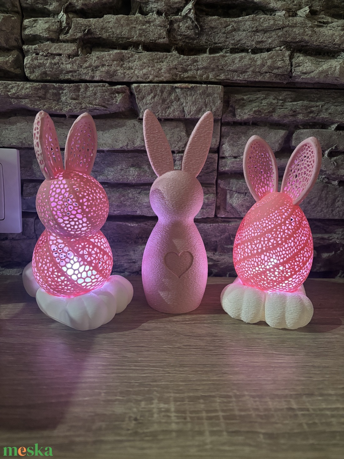 3D Nyomtatott 3db-os Nyuszi Dekor � Modern forma, karakteres megjelenés - ünnepi díszek, dekorációk - húsvéti díszek és dekorációk - húsvéti asztaldíszek - Meska.hu