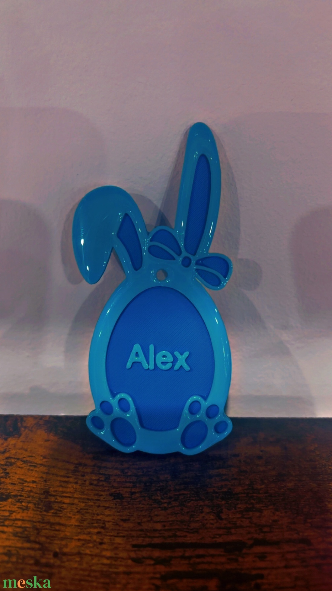  Nyuszis néves függődísz 3D Nyomtatott - ünnepi díszek, dekorációk - húsvéti díszek és dekorációk - húsvéti asztaldíszek - Meska.hu