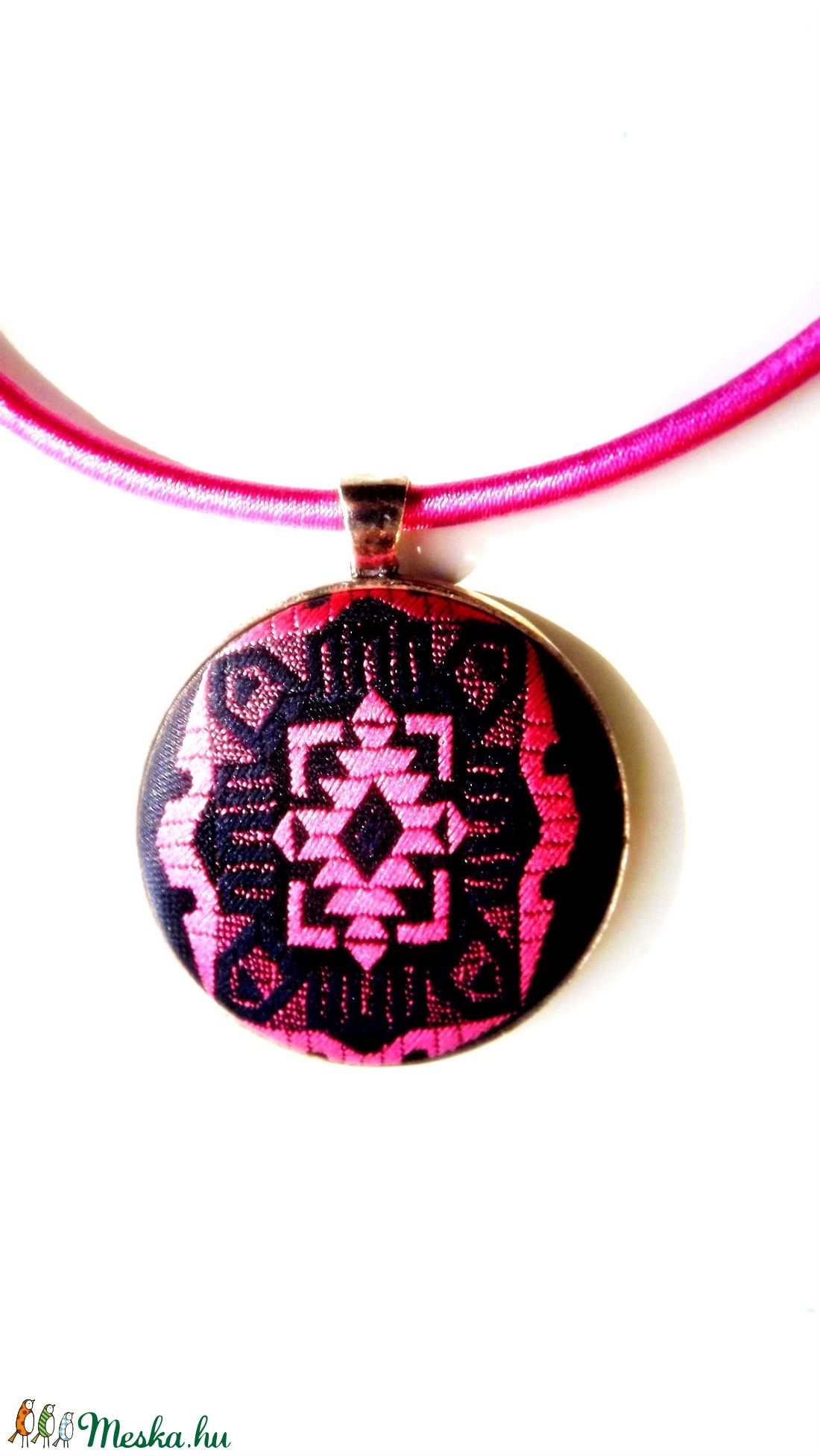 Rózsaszín geometria - nyaklánc nyakkendőből -  - Meska.hu