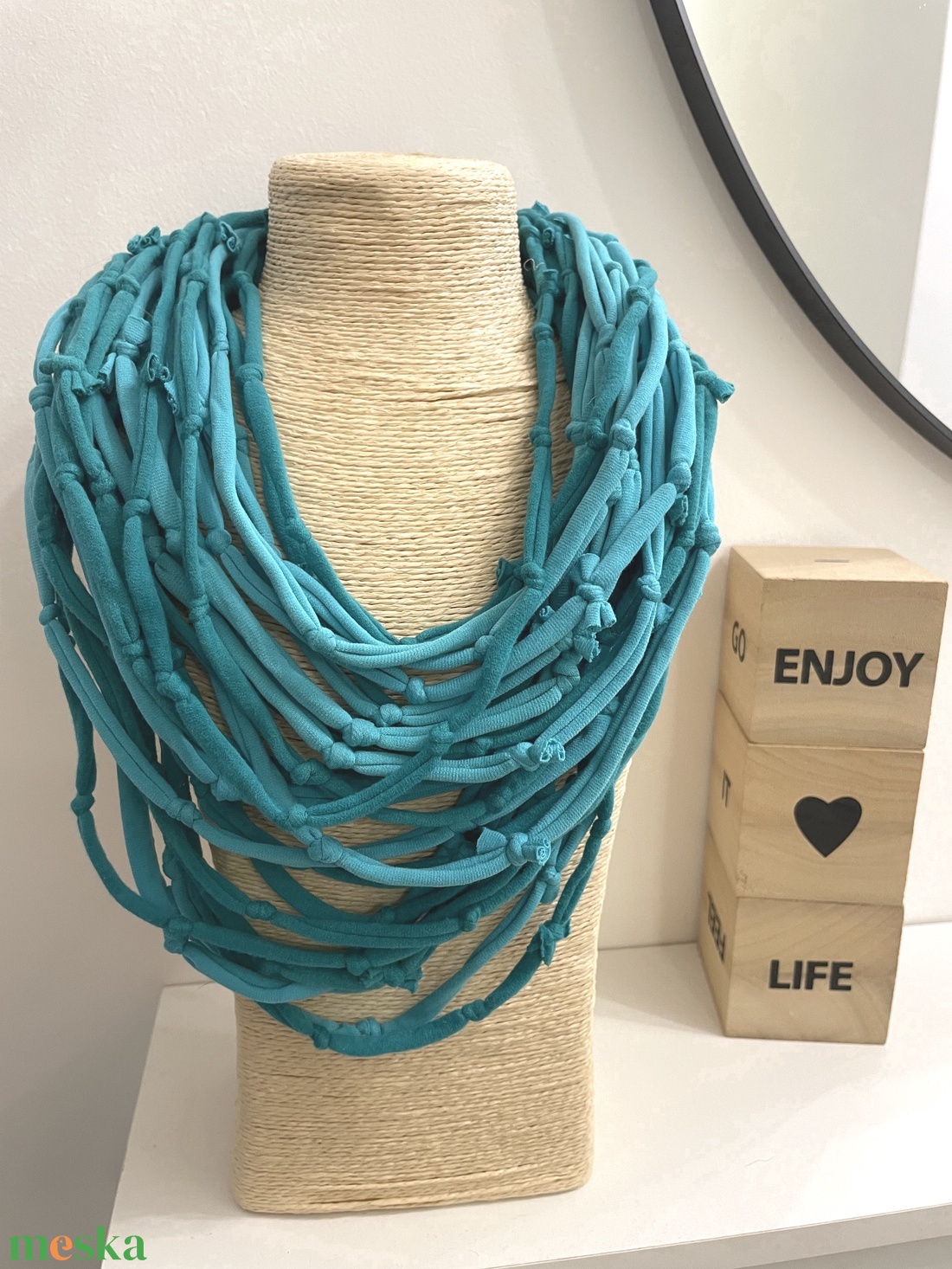 Aqua pamut pólónyakánc - ékszer - nyaklánc - statement nyaklánc - Meska.hu