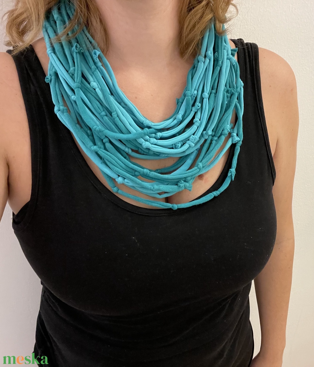 Aqua pamut pólónyakánc - ékszer - nyaklánc - statement nyaklánc - Meska.hu