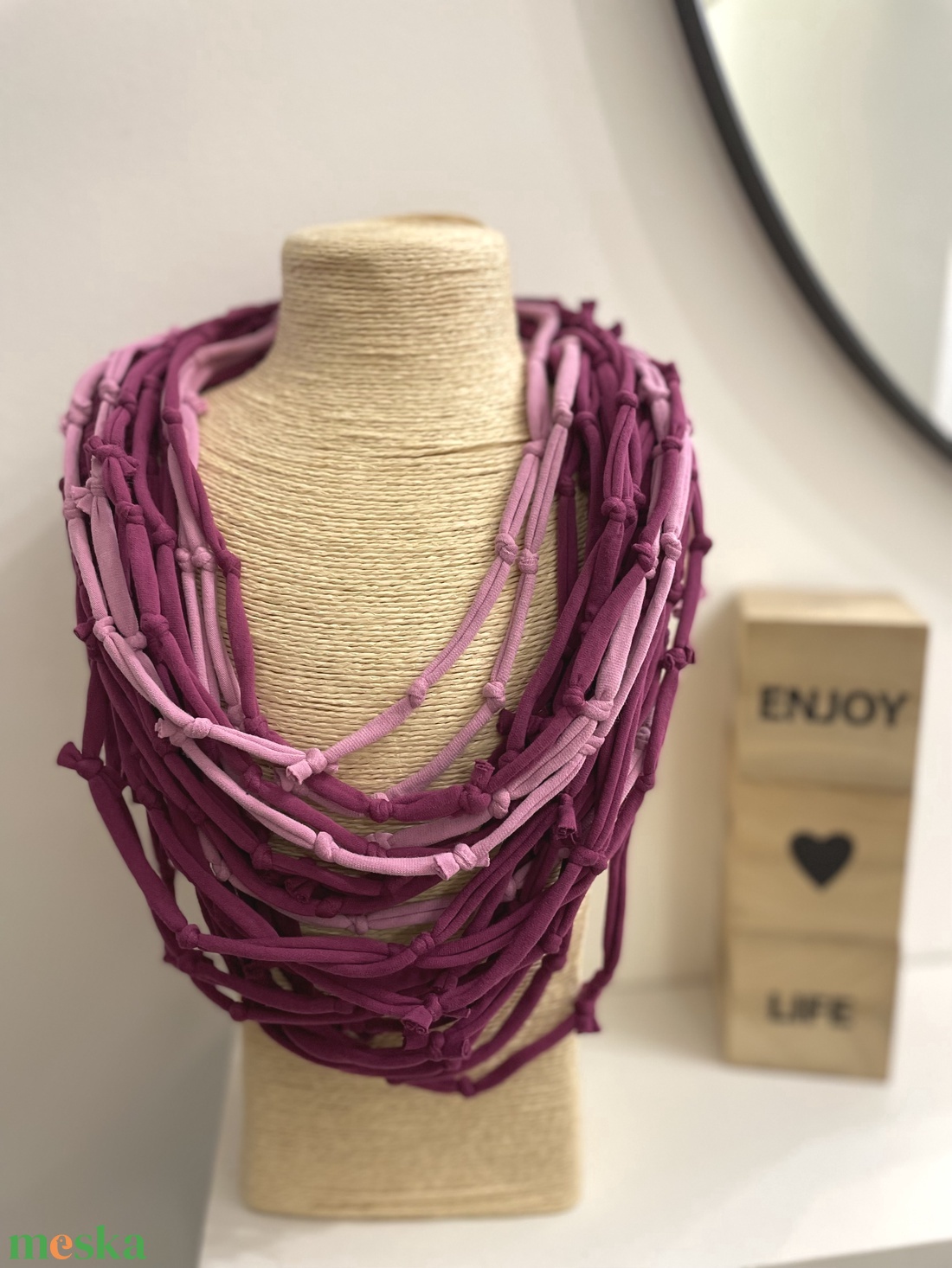 Ibolya pamut pólónyaklánc - ékszer - nyaklánc - statement nyaklánc - Meska.hu