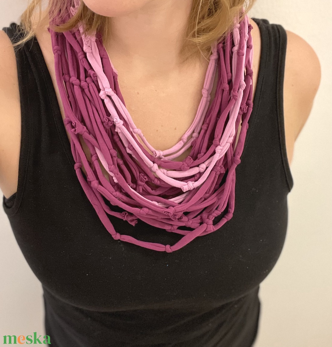 Ibolya pamut pólónyaklánc - ékszer - nyaklánc - statement nyaklánc - Meska.hu