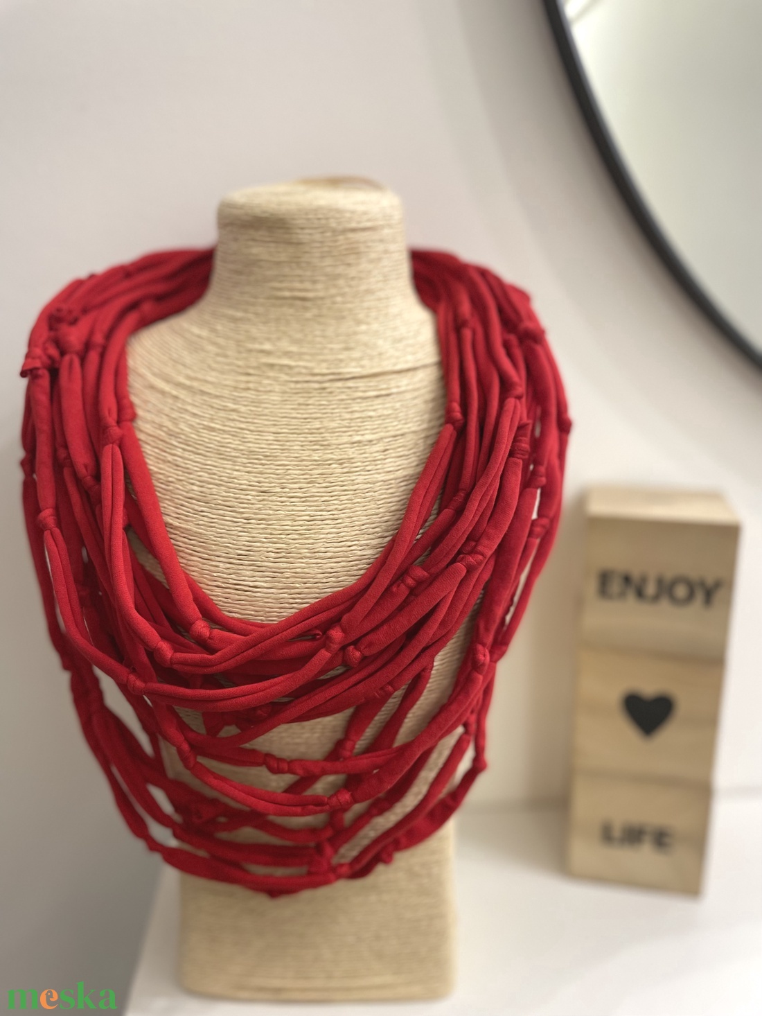 Pipacs pamut pólónyaklánc - ékszer - nyaklánc - statement nyaklánc - Meska.hu