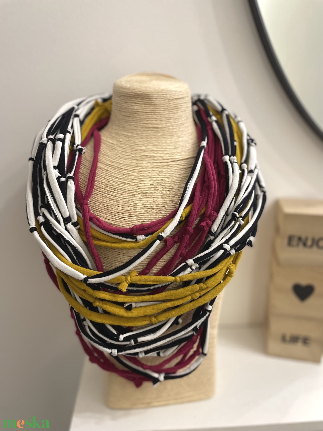 Bohemia pamut pólónyaklánc - ékszer - nyaklánc - statement nyaklánc - Meska.hu