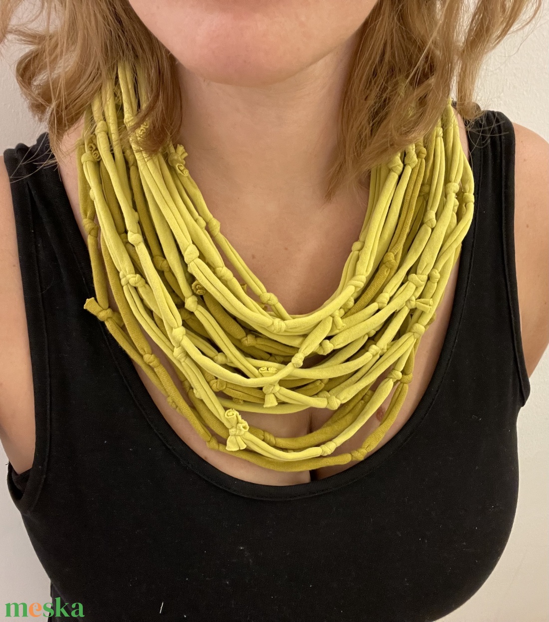 Lime pamut pólónyaklánc - ékszer - nyaklánc - statement nyaklánc - Meska.hu