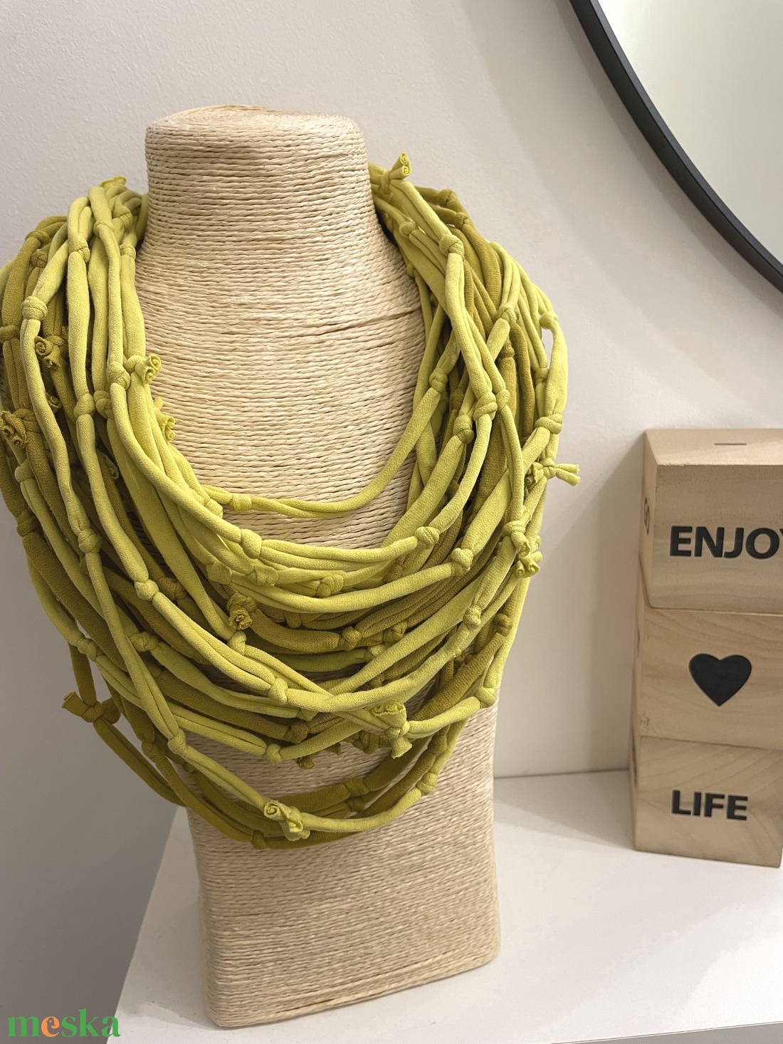 Lime pamut pólónyaklánc - ékszer - nyaklánc - statement nyaklánc - Meska.hu