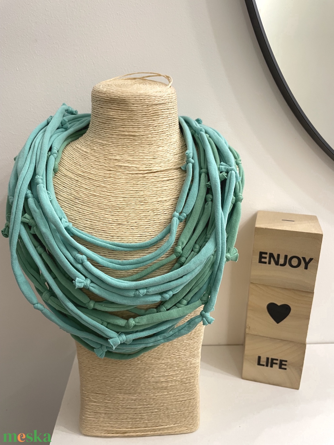 �Tengerszem pamut pólónyaklánc - ékszer - nyaklánc - statement nyaklánc - Meska.hu