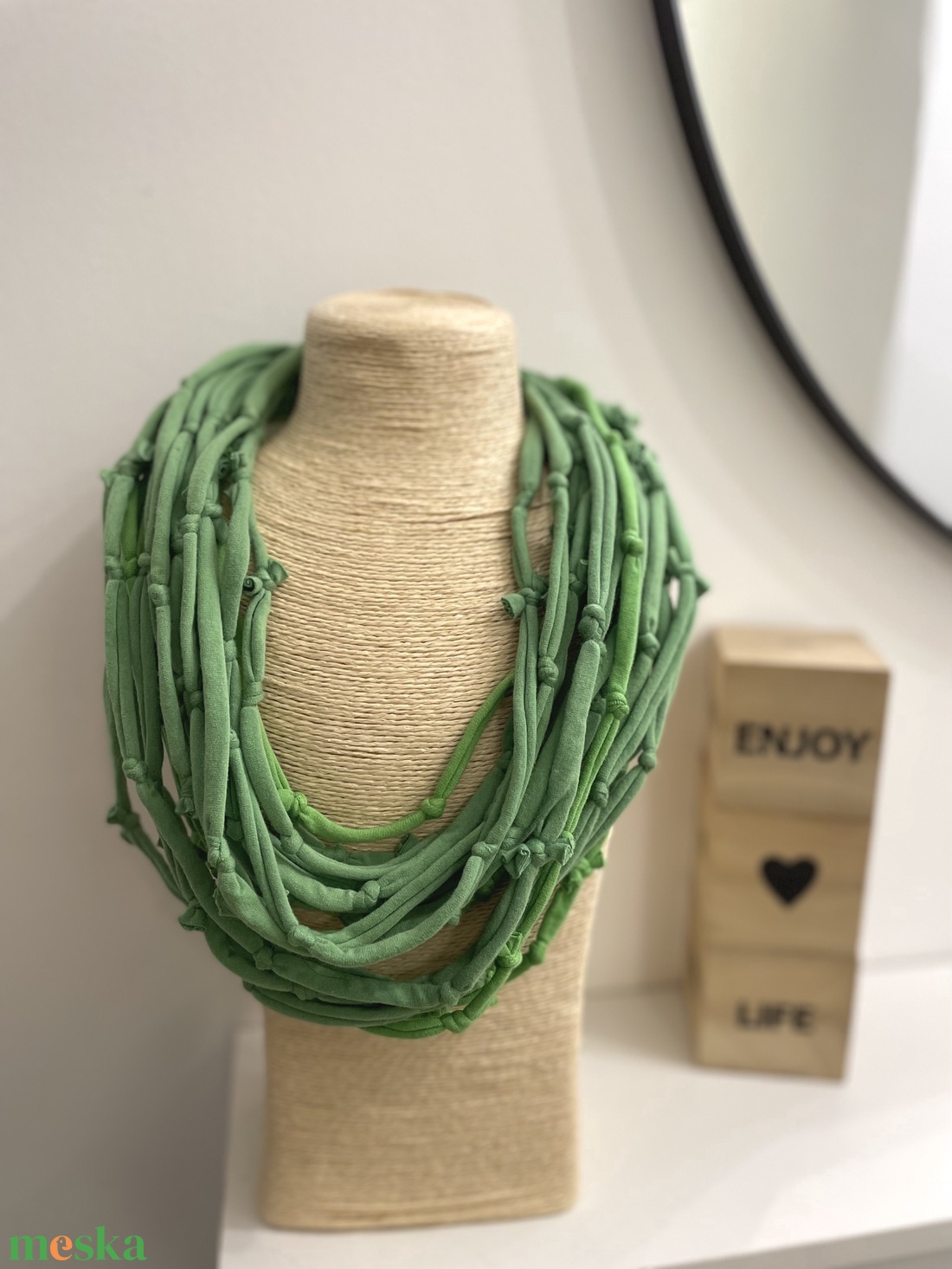 Örökzöld pamut pólónyaklánc - ékszer - nyaklánc - statement nyaklánc - Meska.hu