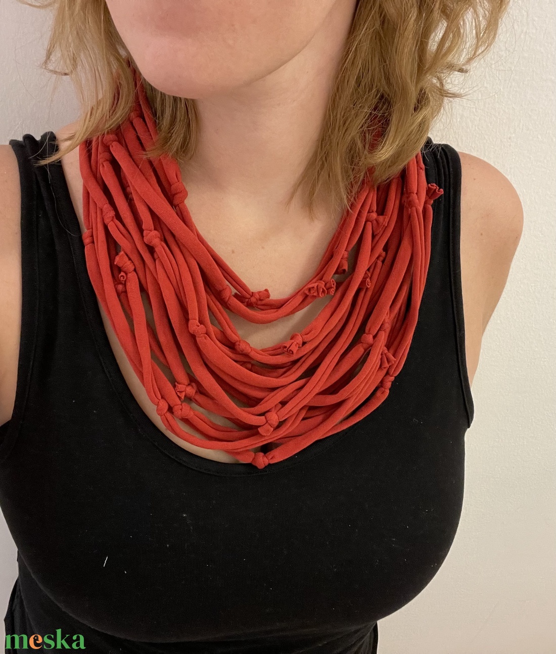 Ősz pamut pólónyaklánc - ékszer - nyaklánc - statement nyaklánc - Meska.hu