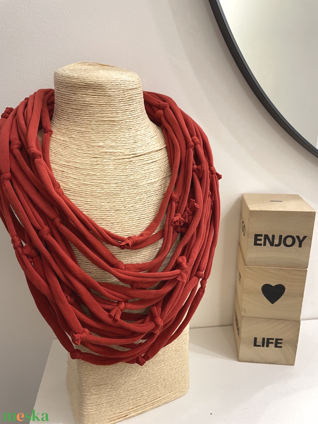 Ősz pamut pólónyaklánc - ékszer - nyaklánc - statement nyaklánc - Meska.hu