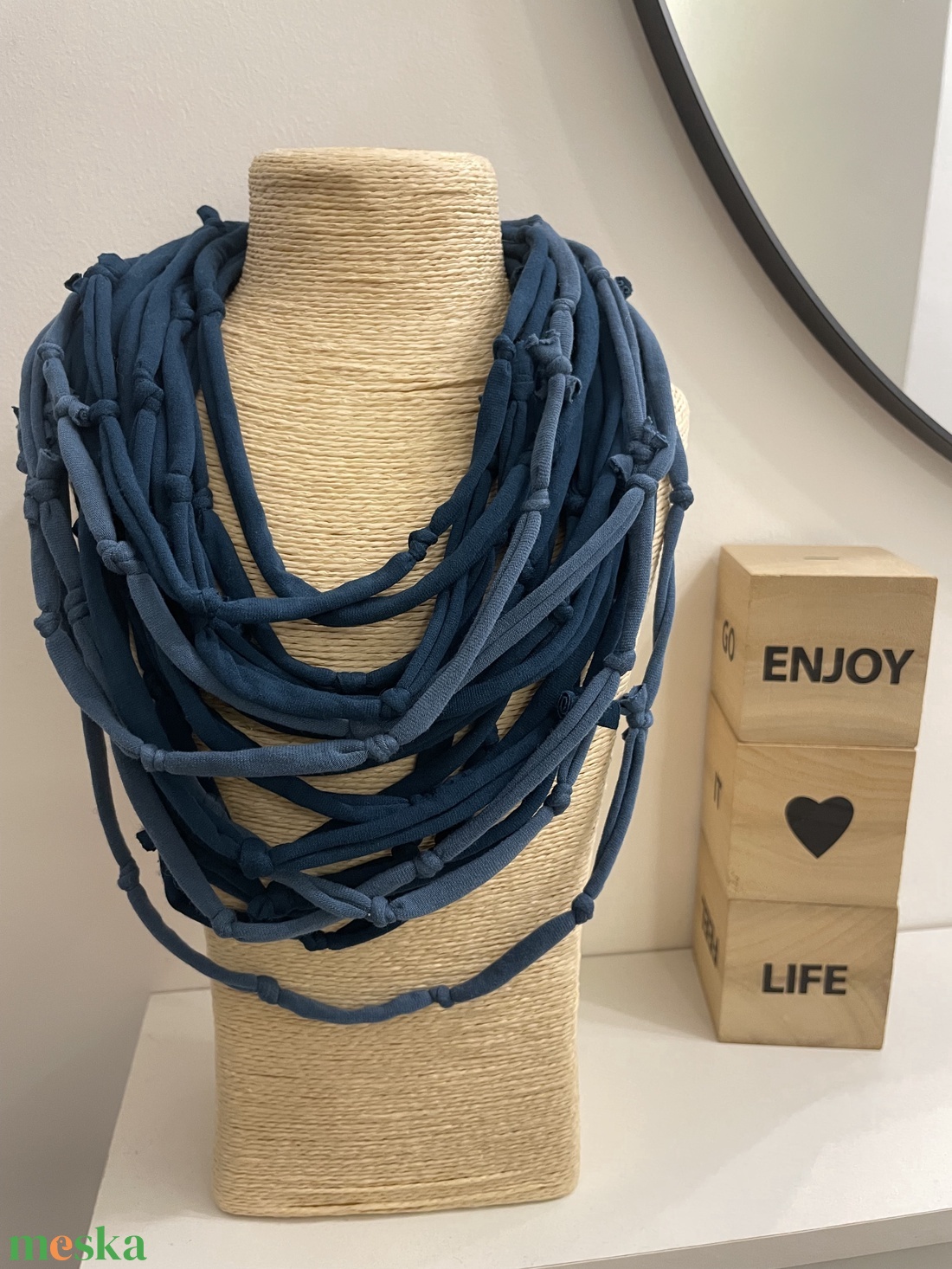 Denim pamut pólónyaklánc - ékszer - nyaklánc - statement nyaklánc - Meska.hu