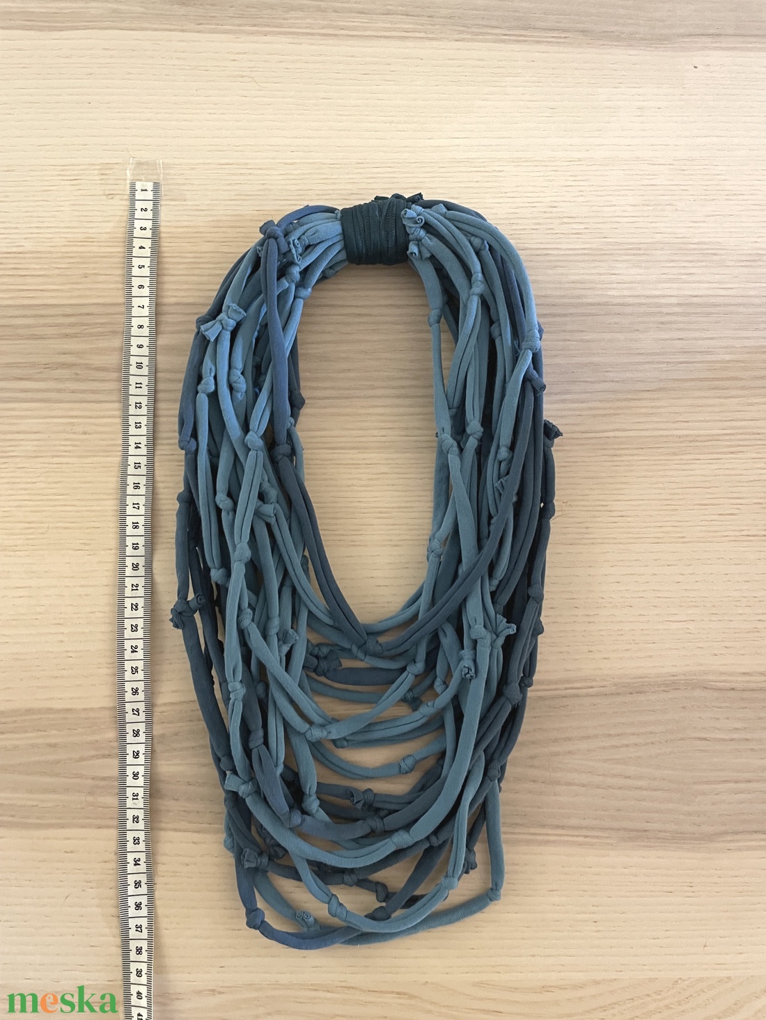 Denim pamut pólónyaklánc - ékszer - nyaklánc - statement nyaklánc - Meska.hu